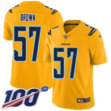 Los Angeles Chargers NFL Football Jatavis Brown Gold Jersey Men Limited #57 100th Season Inverted Legend->los angeles chargers->NFL Jersey